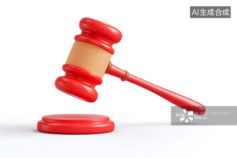 【AI数字艺术】白底背景上红色的拍卖锤子图片素材