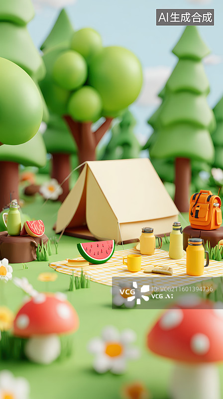 【AI数字艺术】森林野餐场景图片素材
