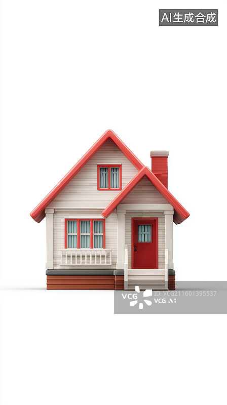 【AI数字艺术】红色屋顶的小房子模型图片素材