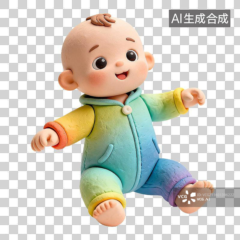 【AI数字艺术】穿连体衣服的粘土宝宝图片素材