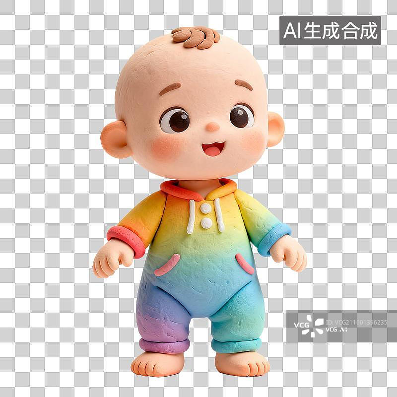 【AI数字艺术】穿连体衣服的粘土宝宝图片素材