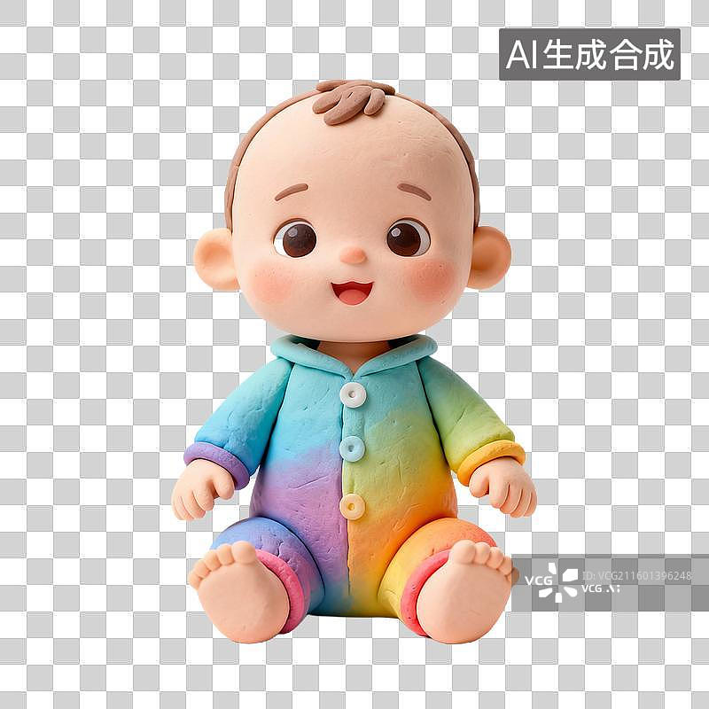 【AI数字艺术】穿连体衣服的粘土宝宝图片素材