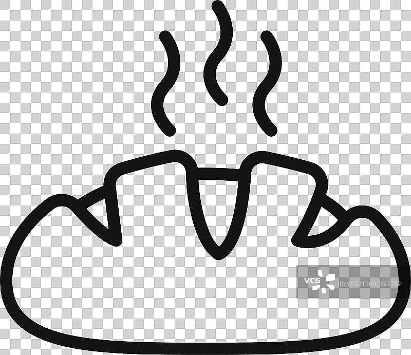 新鲜面包图标黑色轮廓集合图片素材