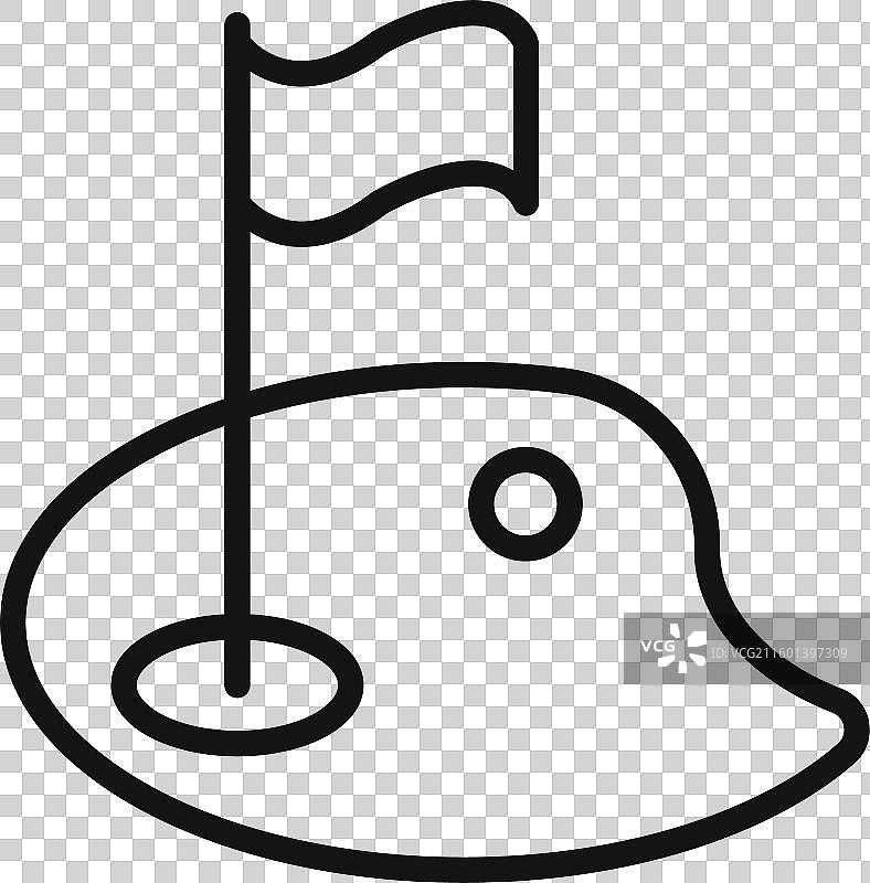 高尔夫旗帜和球图标轮廓合集图片素材