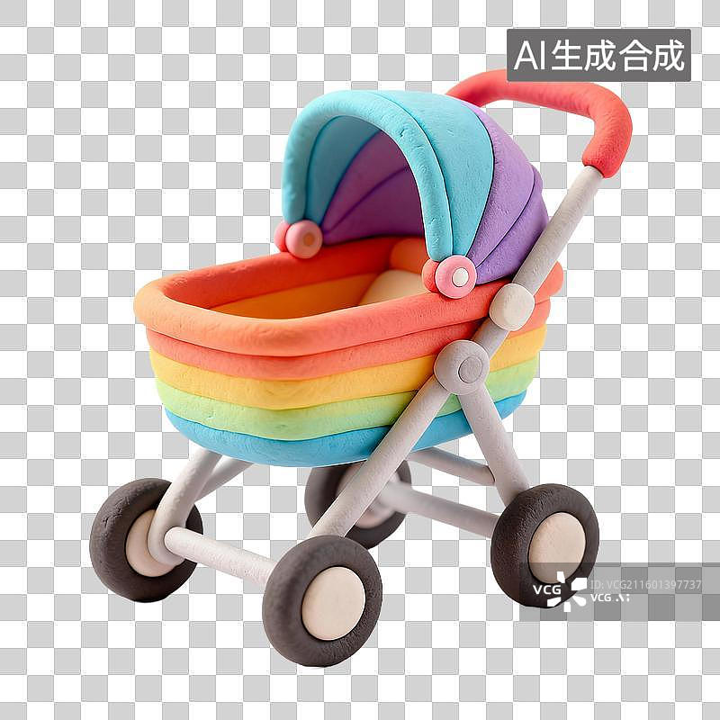 【AI数字艺术】色彩鲜艳的迷你婴儿推车图片素材