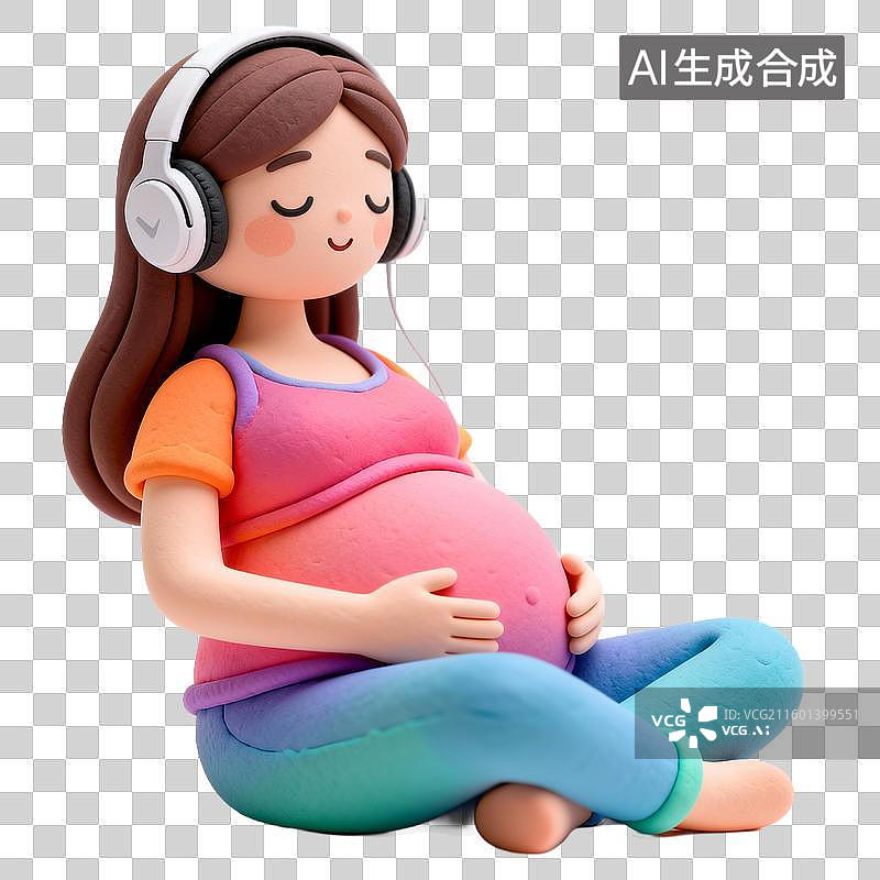 【AI数字艺术】听音乐的孕妇图片素材
