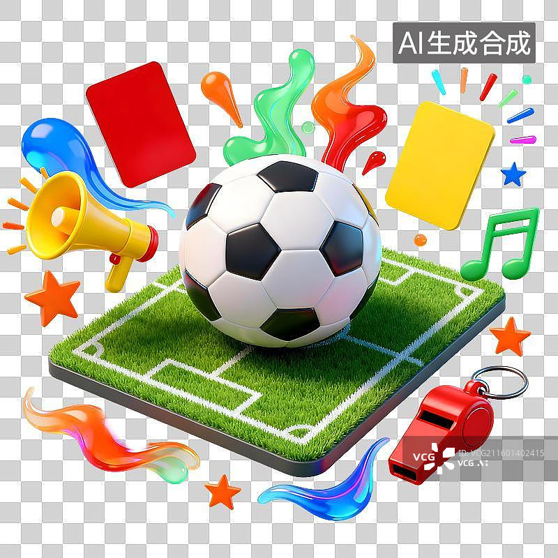 【AI数字艺术】多彩足球及比赛元素图片素材