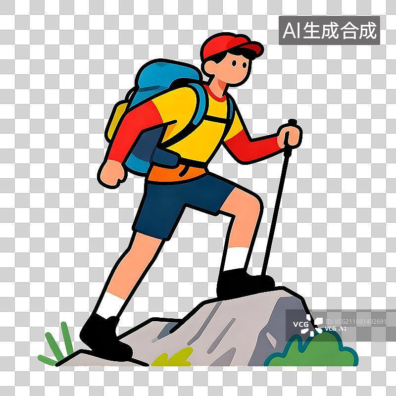 【AI数字艺术】男子户外登山徒步场景图片素材
