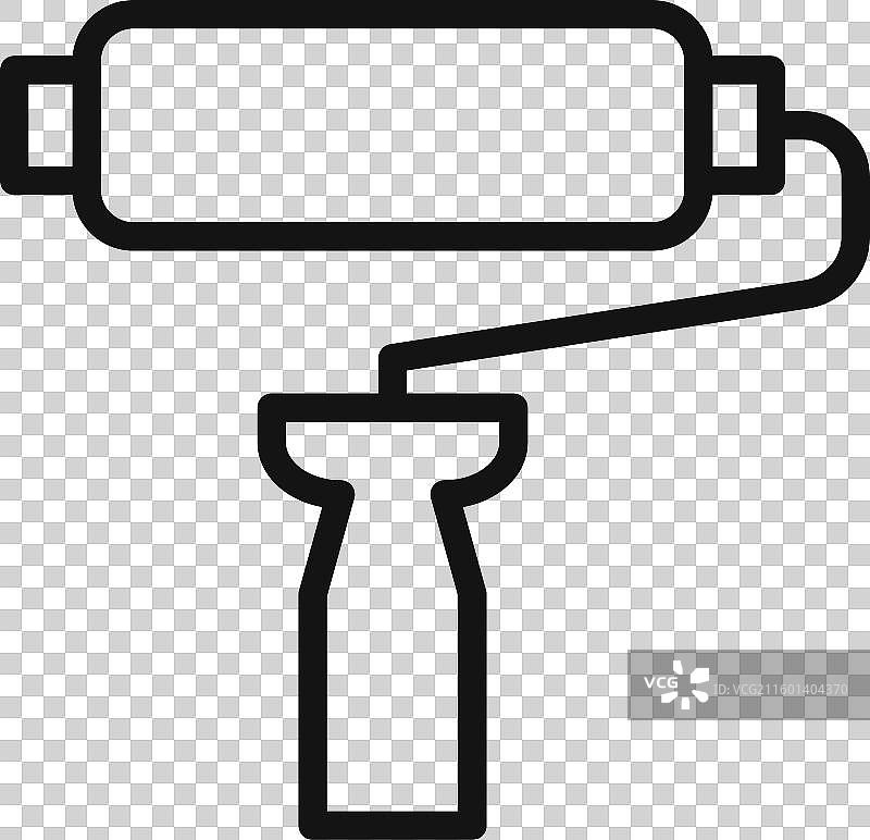 黑色和白色油漆滚筒图标轮廓集合图片素材