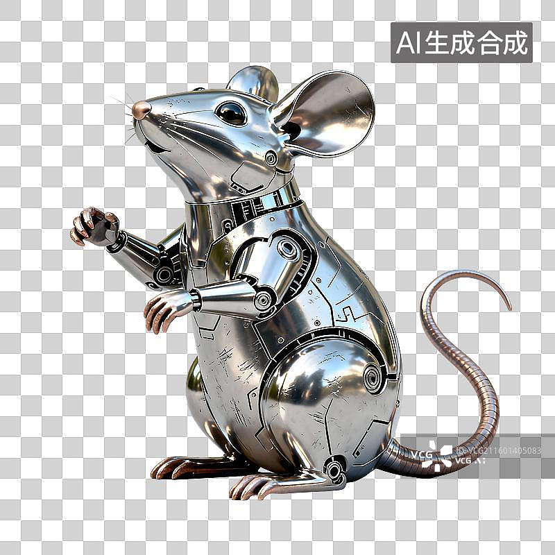 【AI数字艺术】金属质感的机械老鼠图片素材