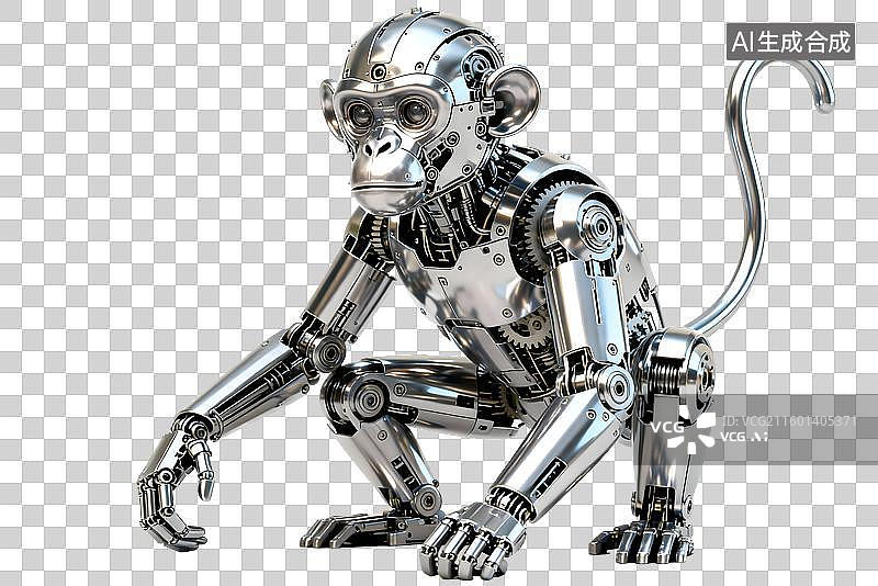 【AI数字艺术】金属质感机械猴子图片素材