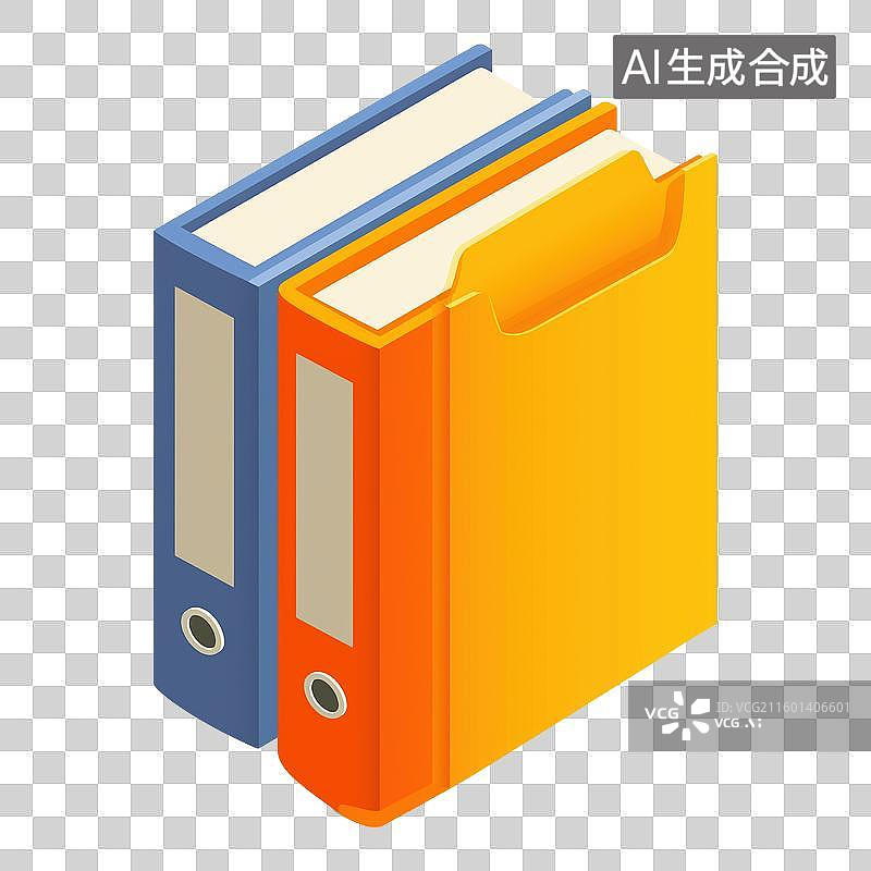 【AI数字艺术】蓝色和橙色文件夹并排图片素材