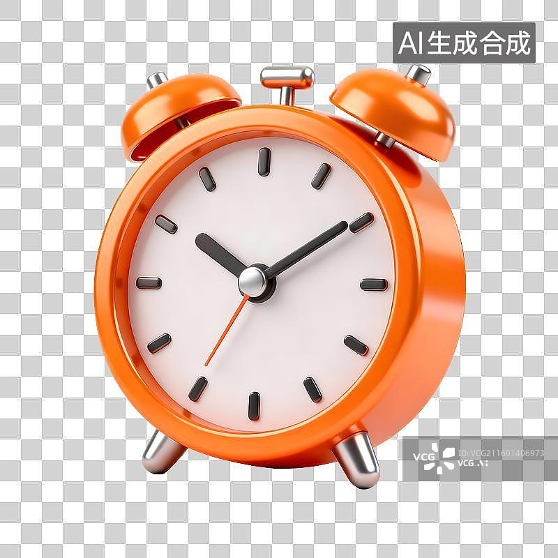 【AI数字艺术】橙色复古闹钟显示时间图片素材