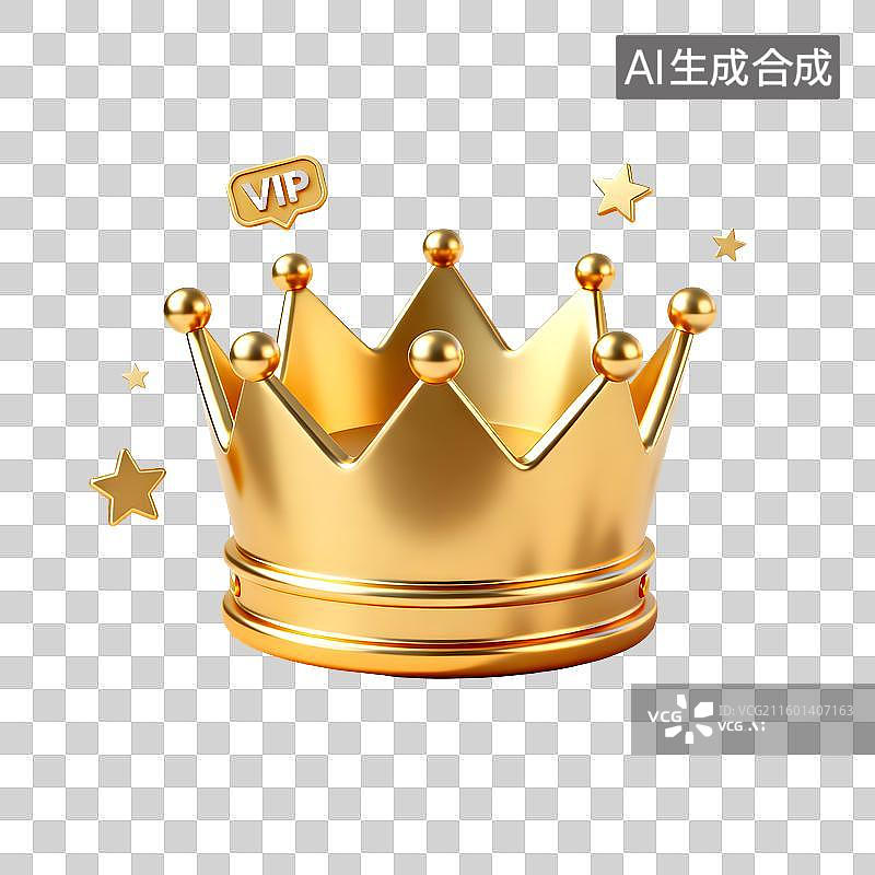 【AI数字艺术】金色VIP皇冠与星星装饰图片素材