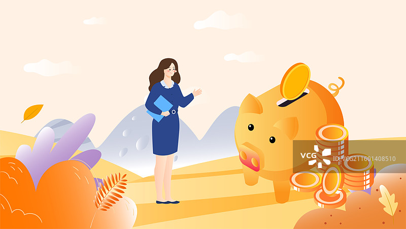 卡通秋季秋天秋分节气中老年养老金融海报背景图片素材