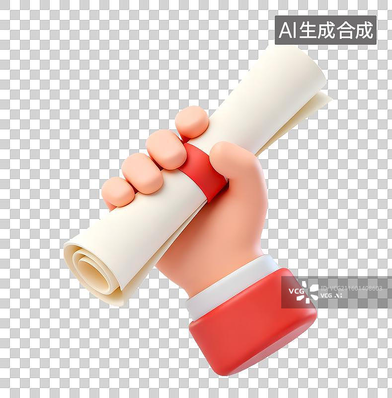 【AI数字艺术】手持录取通知书3D免抠元素图片素材