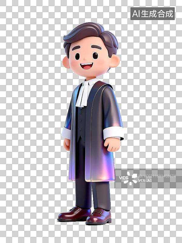 【AI数字艺术】3D身穿法官服的男性法官图片素材