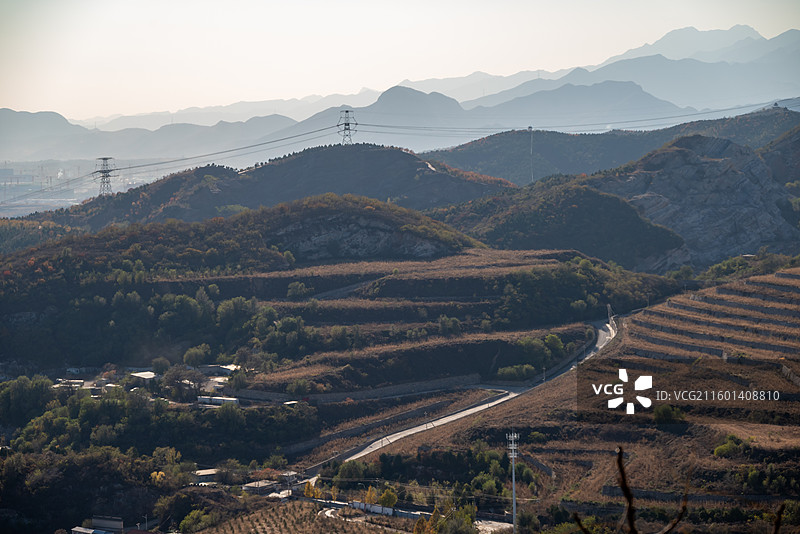 北宫山巅瞰京城 天际线连林与城图片素材