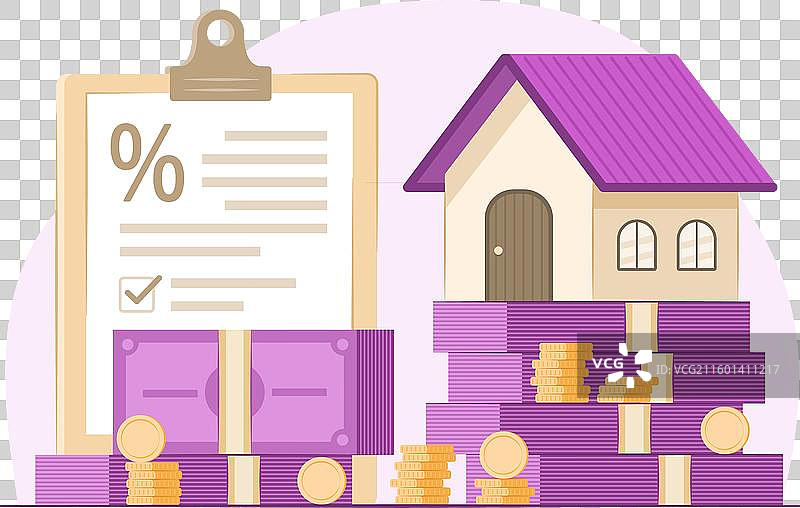 抵押贷款概念中的金钱与贷款协议图片素材