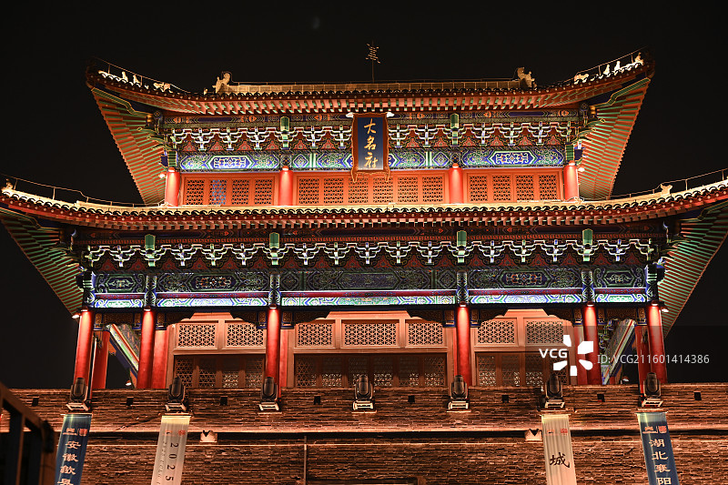 河北邯郸大名古城夜景图片素材