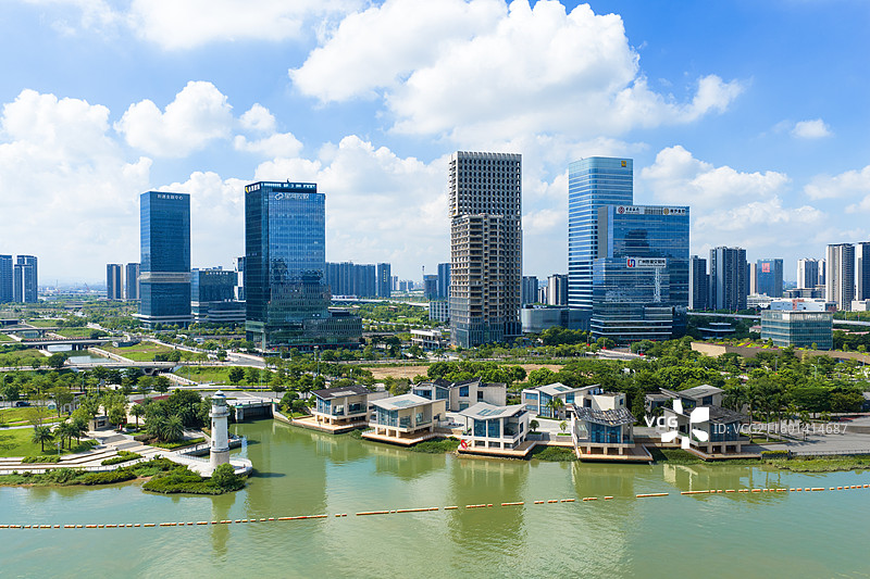 广州市南沙区灵山岛尖CBD、明珠湾、蕉门水道图片素材