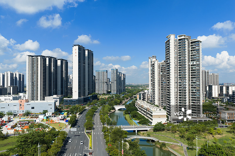 广州市南沙区灵山岛尖城市风光、明珠湾图片素材