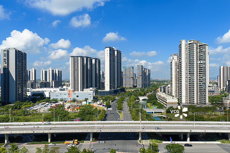 广州市南沙区灵山岛尖城市风光、明珠湾图片素材