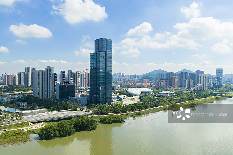 广州市南沙区南沙街道颐德国际、南沙中心城区航拍图片素材