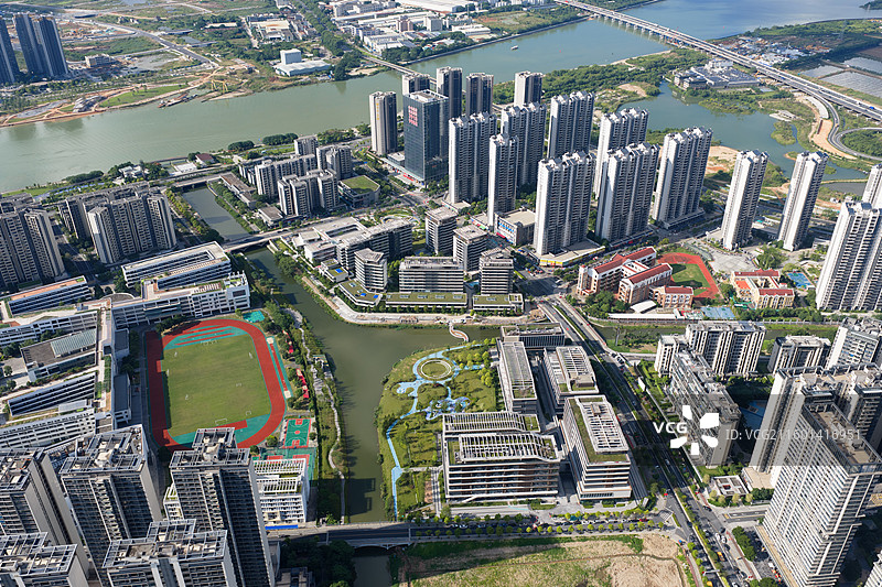 广州市南沙区明珠湾灵山岛尖城市风光（湾区实验学校附近）图片素材