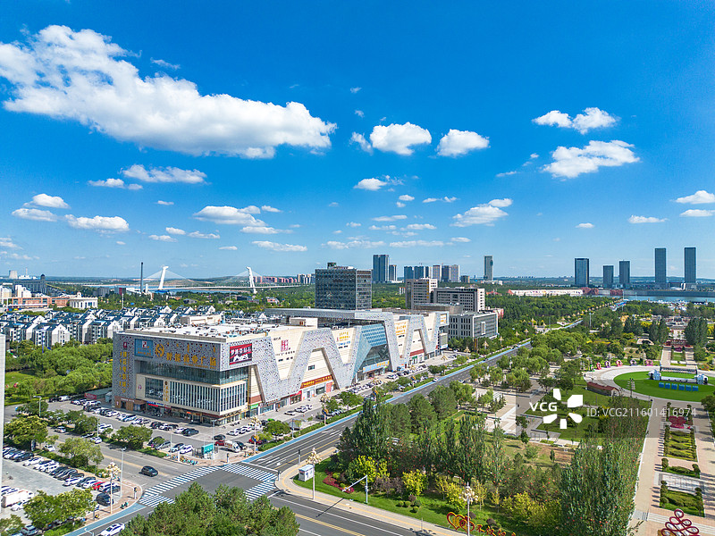 内蒙古鄂尔多斯康巴什城市风光航拍图片素材