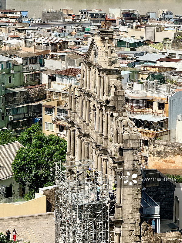 东望洋炮台远眺大三巴牌坊图片素材