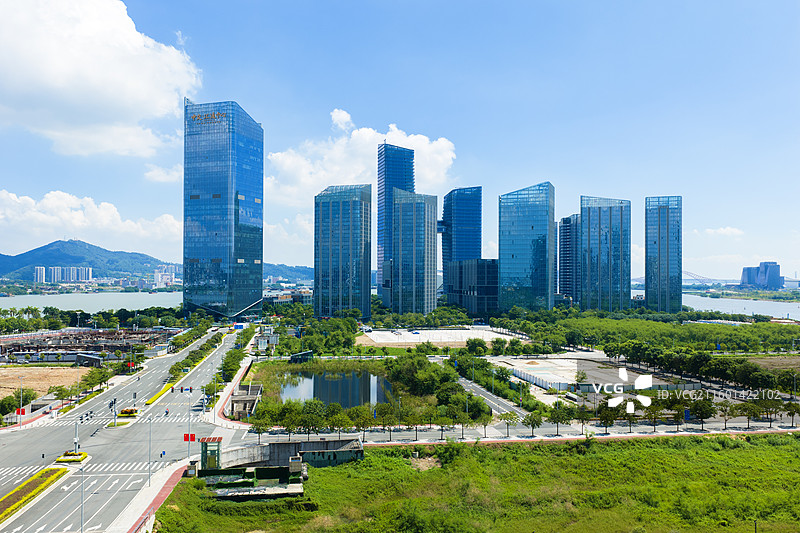 广州市南沙区明珠湾灵山岛尖CBD城市风光图片素材