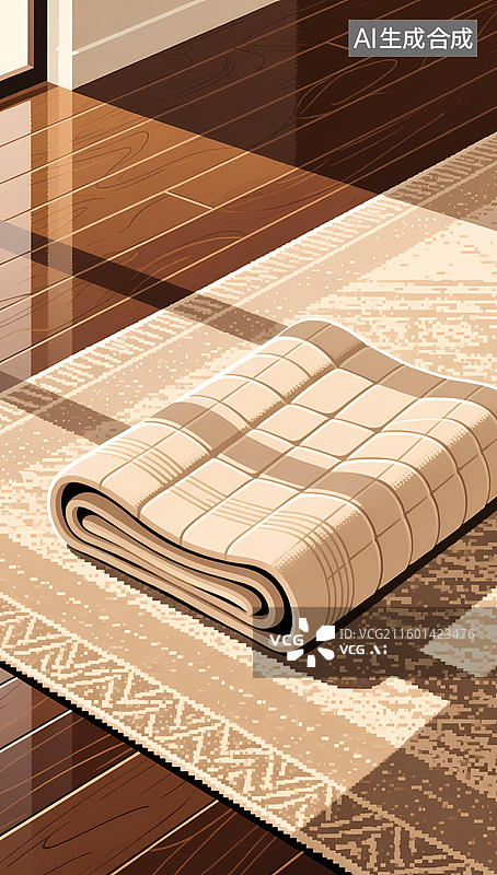 【AI数字艺术】地毯纹样铺在地板上图片素材