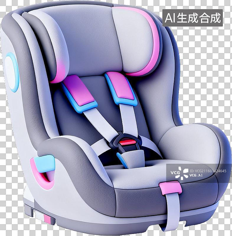 【AI数字艺术】汽车安全座椅图标3D拟物风格母婴亲子透明免扣元素图片素材