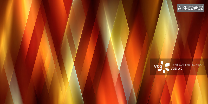 【AI数字艺术】金红交错的菱形光影图片素材