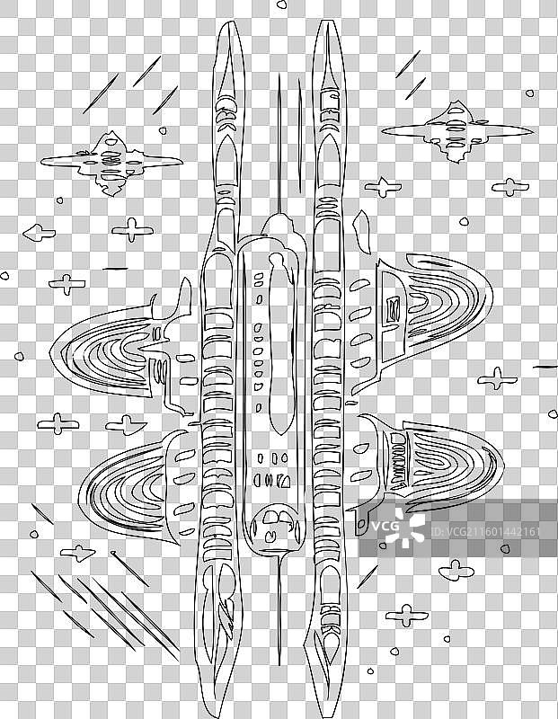 空间站轮廓草图图片素材
