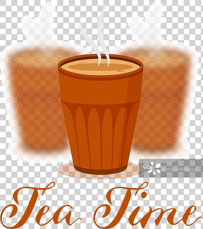 印度奶茶或茶的陶罐促销背景图片素材