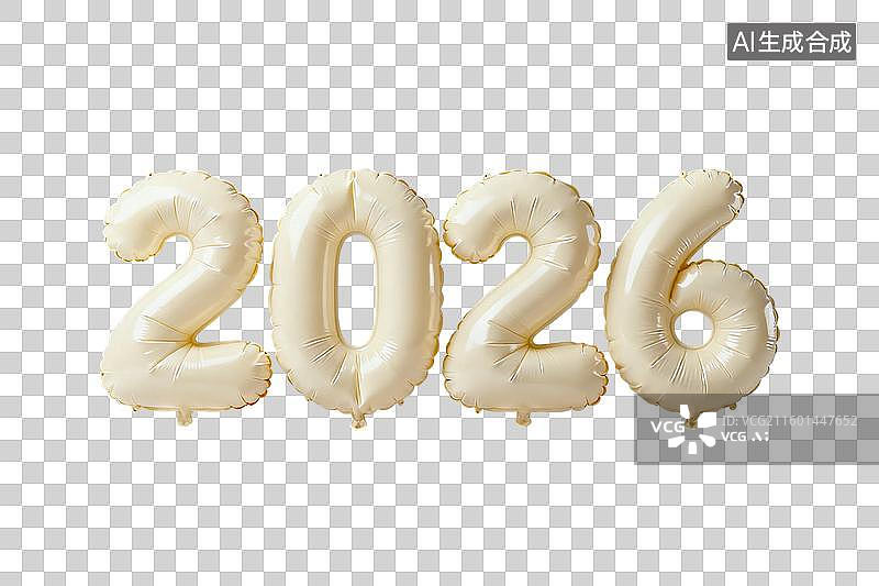 【AI数字艺术】2026金色气球构成的欢庆元素图片素材