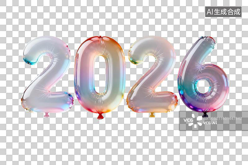 【AI数字艺术】2026彩色气球欢庆新年图片素材