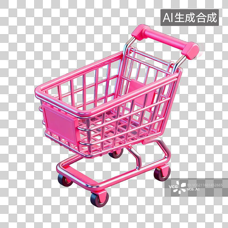 【AI数字艺术】小巧粉色购物手推车图片素材