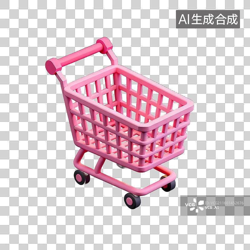 【AI数字艺术】小巧粉色购物手推车图片素材