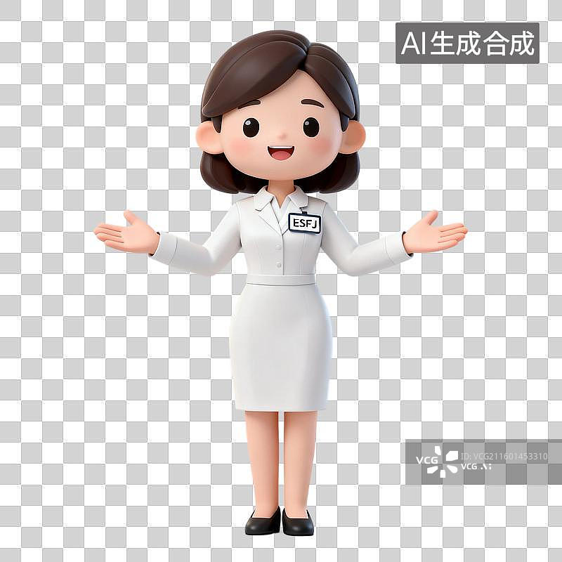 【AI数字艺术】穿着白色制服的卡通女性形象图片素材