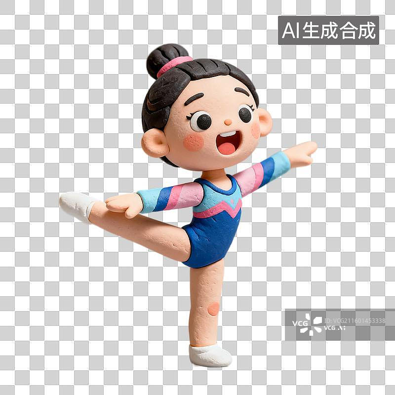 【AI数字艺术】可爱体操女孩做劈叉动作图片素材