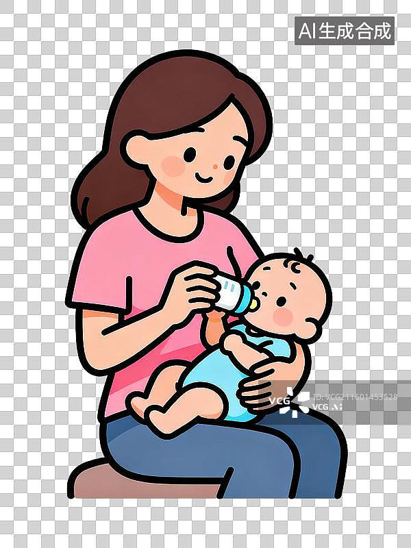 【AI数字艺术】母亲喂养婴儿的温馨场景图片素材