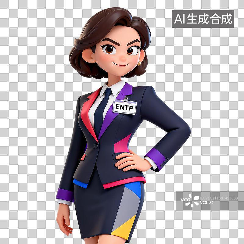 【AI数字艺术】穿着职业装的ENTP人格3D女性图片素材
