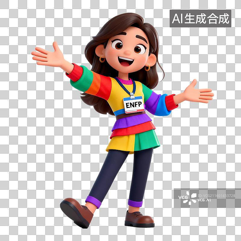 【AI数字艺术】穿着彩虹毛衣的开朗人物图片素材