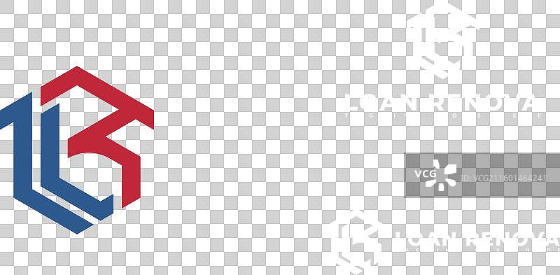 抽象六边形首字母LR或RL标志图片素材