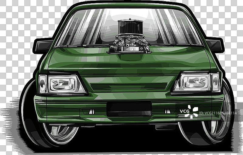 带有灰色条纹的绿色赛车图片素材