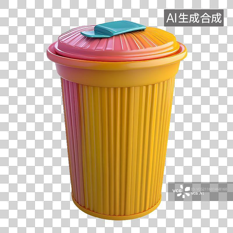 【AI数字艺术】3D立体双色垃圾桶图片素材