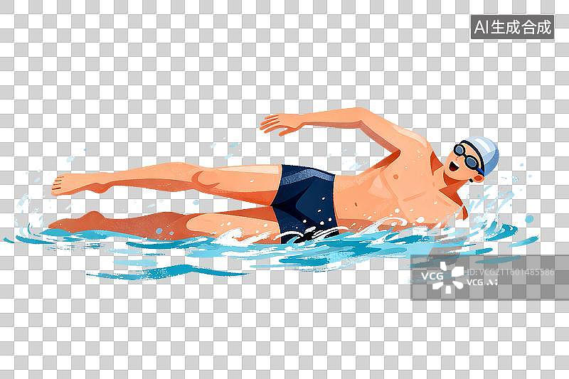 【AI数字艺术】免扣游泳人物元素图片素材